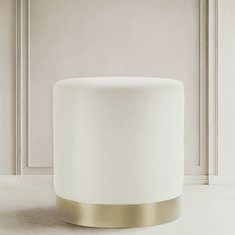 Jaycee Cream & Gold Medium Round Stool