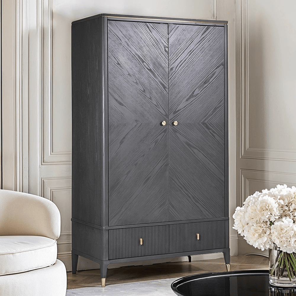 Putney Grey & Gold 2 Door Wardrobe