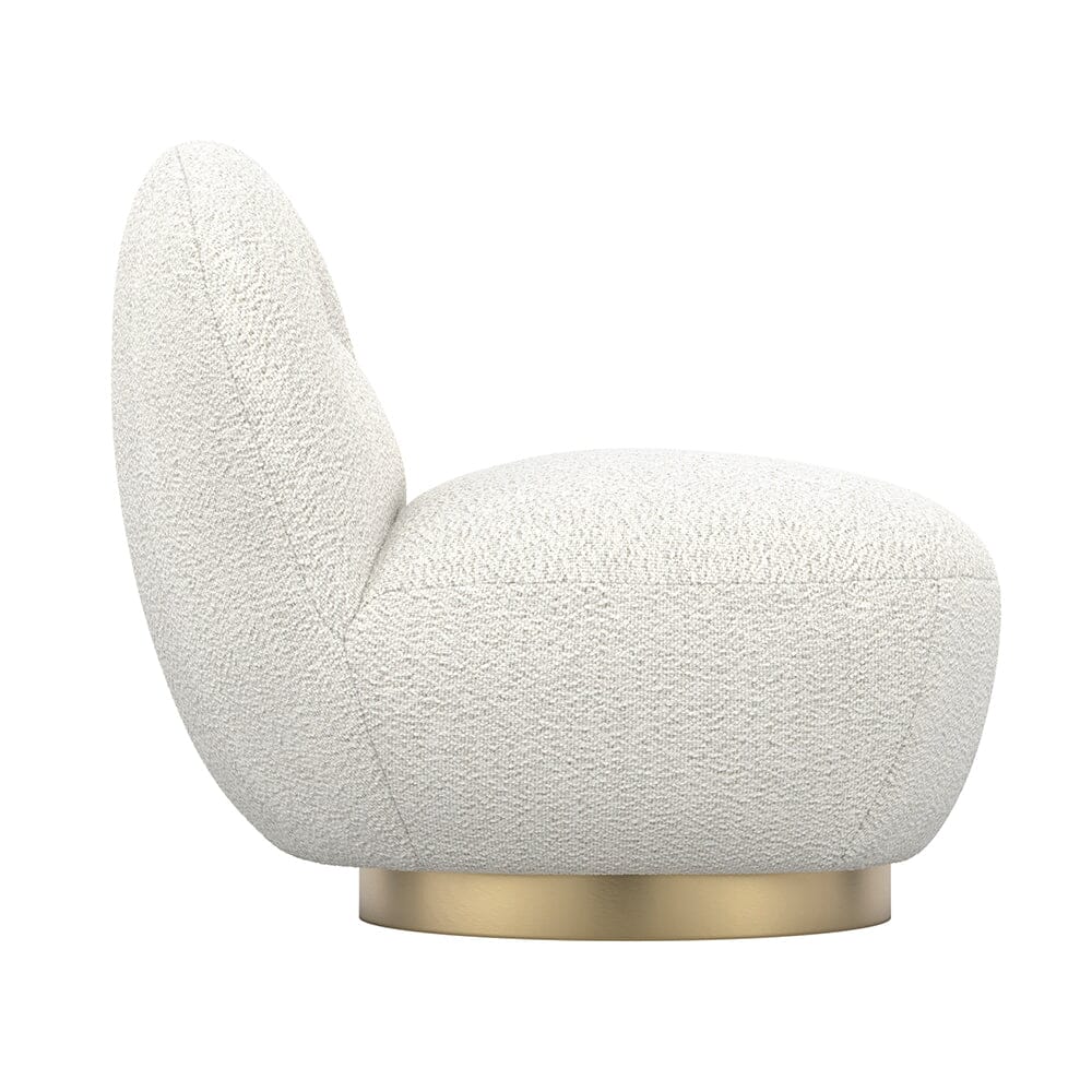 Tula Cream Upholstered Boucle Accent Chair with Gold Base