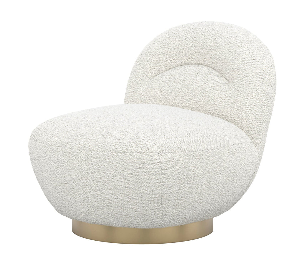 Tula Cream Upholstered Boucle Accent Chair with Gold Base