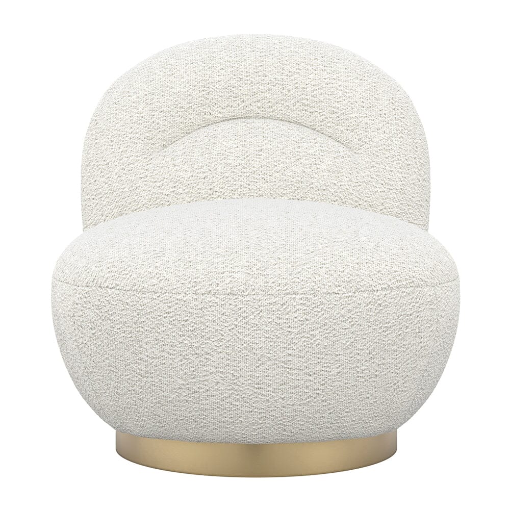 tula lily white lounge chair Tula Cream Upholstered Boucle Accent Chair with Gold Base – Serenity Homes