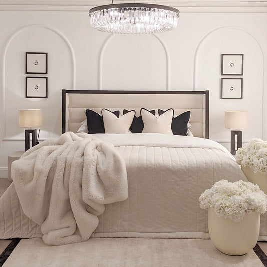 Valencia Cream & Black Premium Channelled Winged Bed