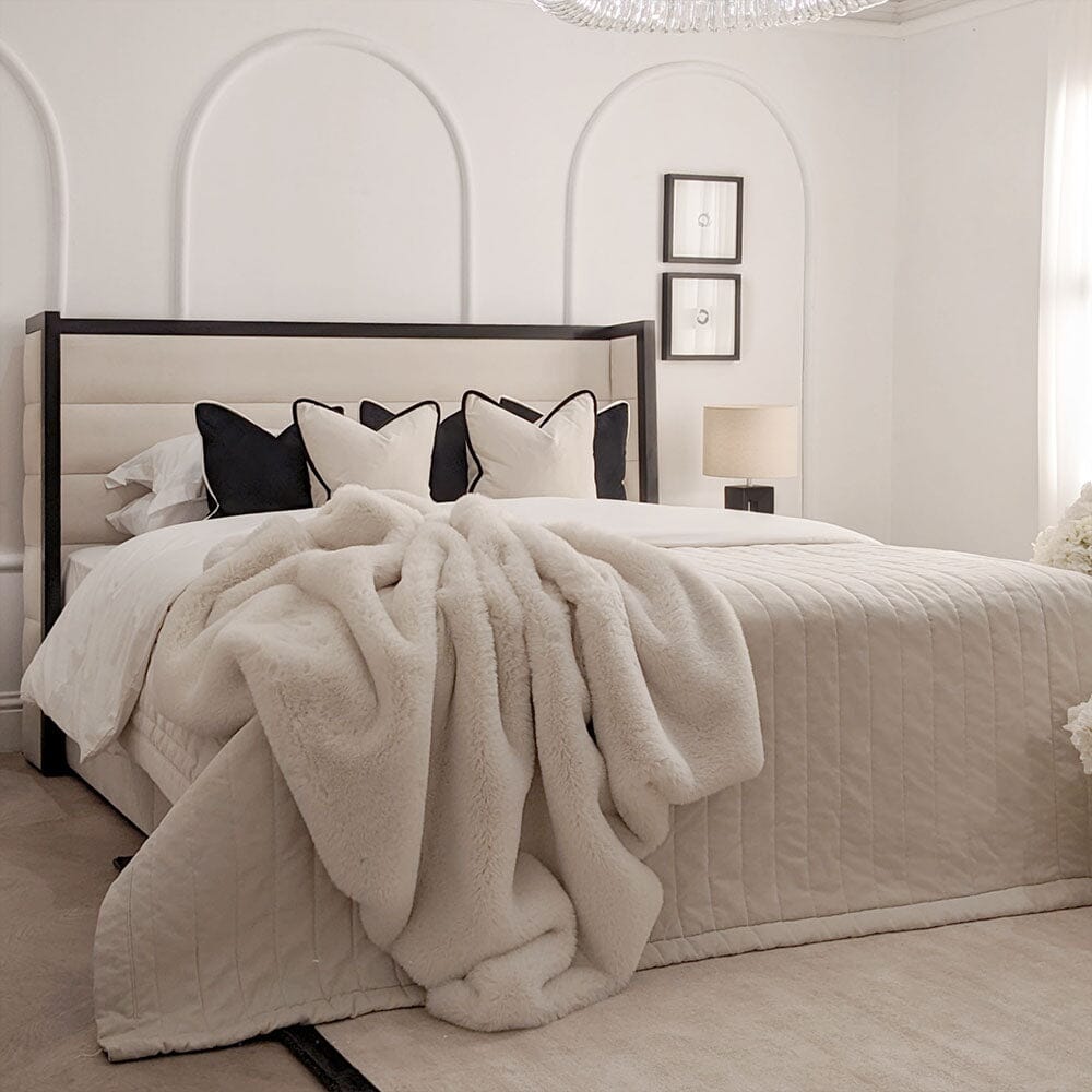 Valencia Cream & Black Premium Channelled Winged Bed