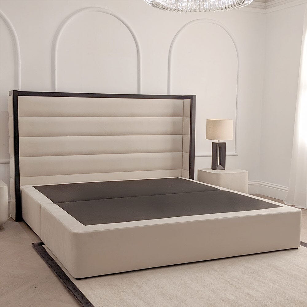 Valencia Cream & Black Premium Channelled Winged Bed