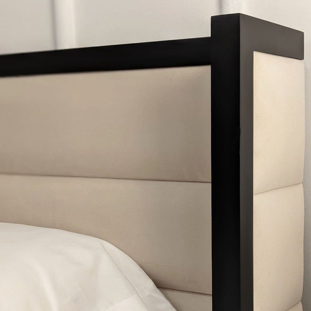 Valencia Cream & Black Premium Channelled Winged Bed